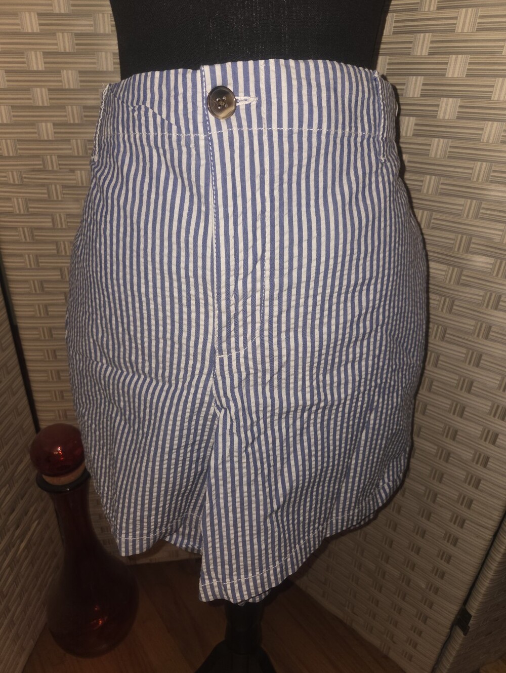 Old Navy Blue and White Vertical Stripe Shorts